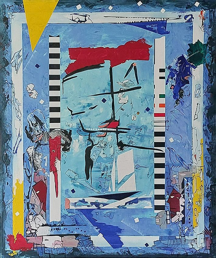 Stad, schilderij van Franky Weyn